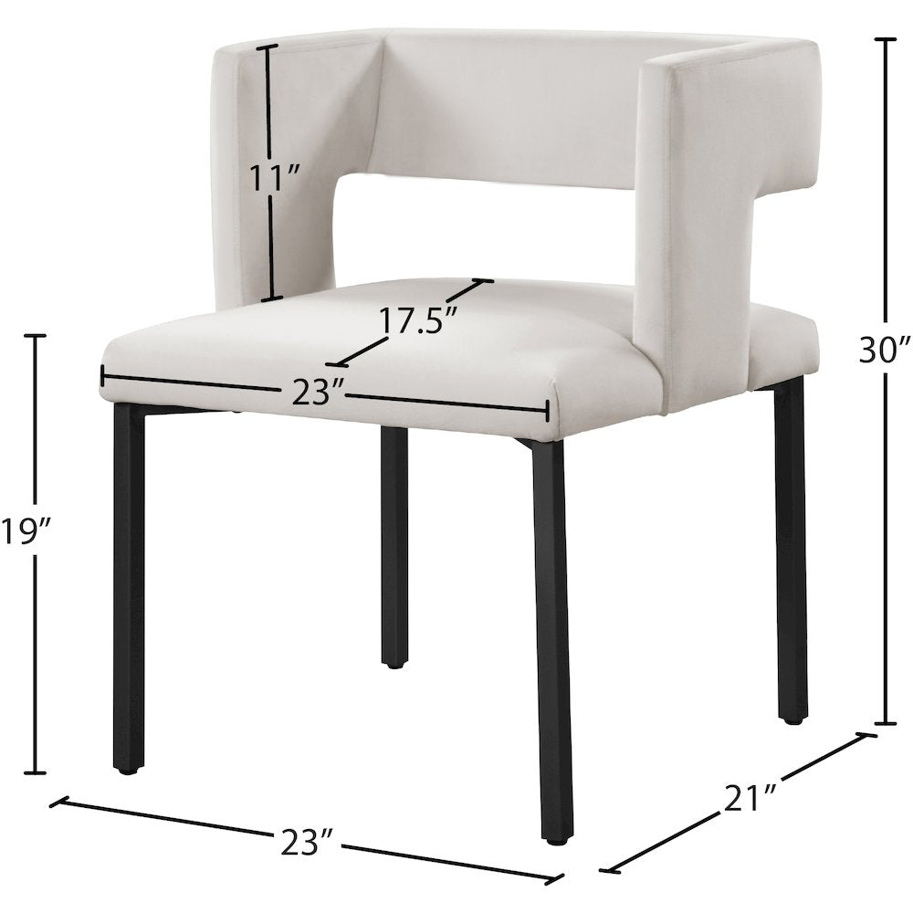 Caleb Cream Velvet Dining Chair, Set of 2