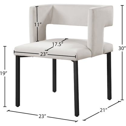 Caleb Cream Velvet Dining Chair, Set of 2