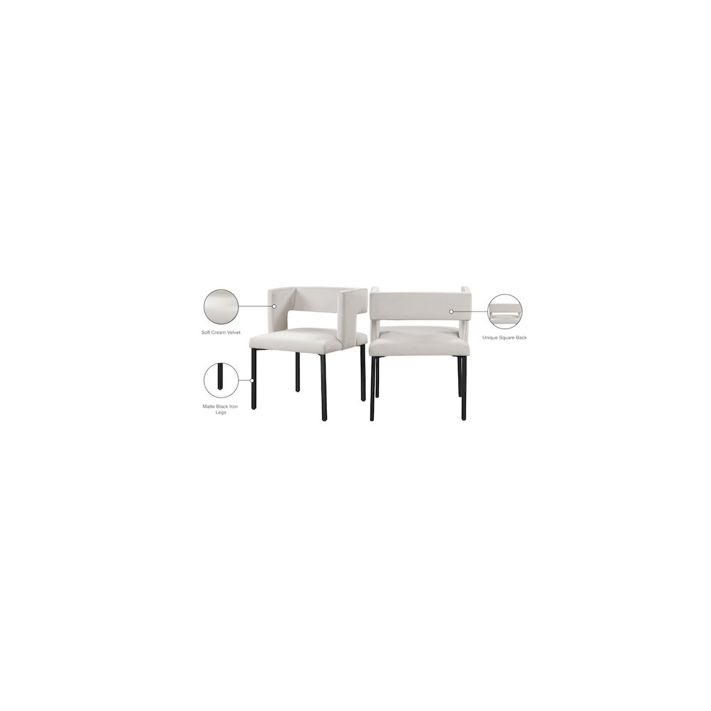 Caleb Cream Velvet Dining Chair, Set of 2