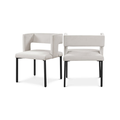 Caleb Cream Velvet Dining Chair, Set of 2