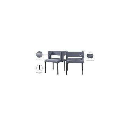 Caleb Grey Velvet Dining Chair, Set of 2