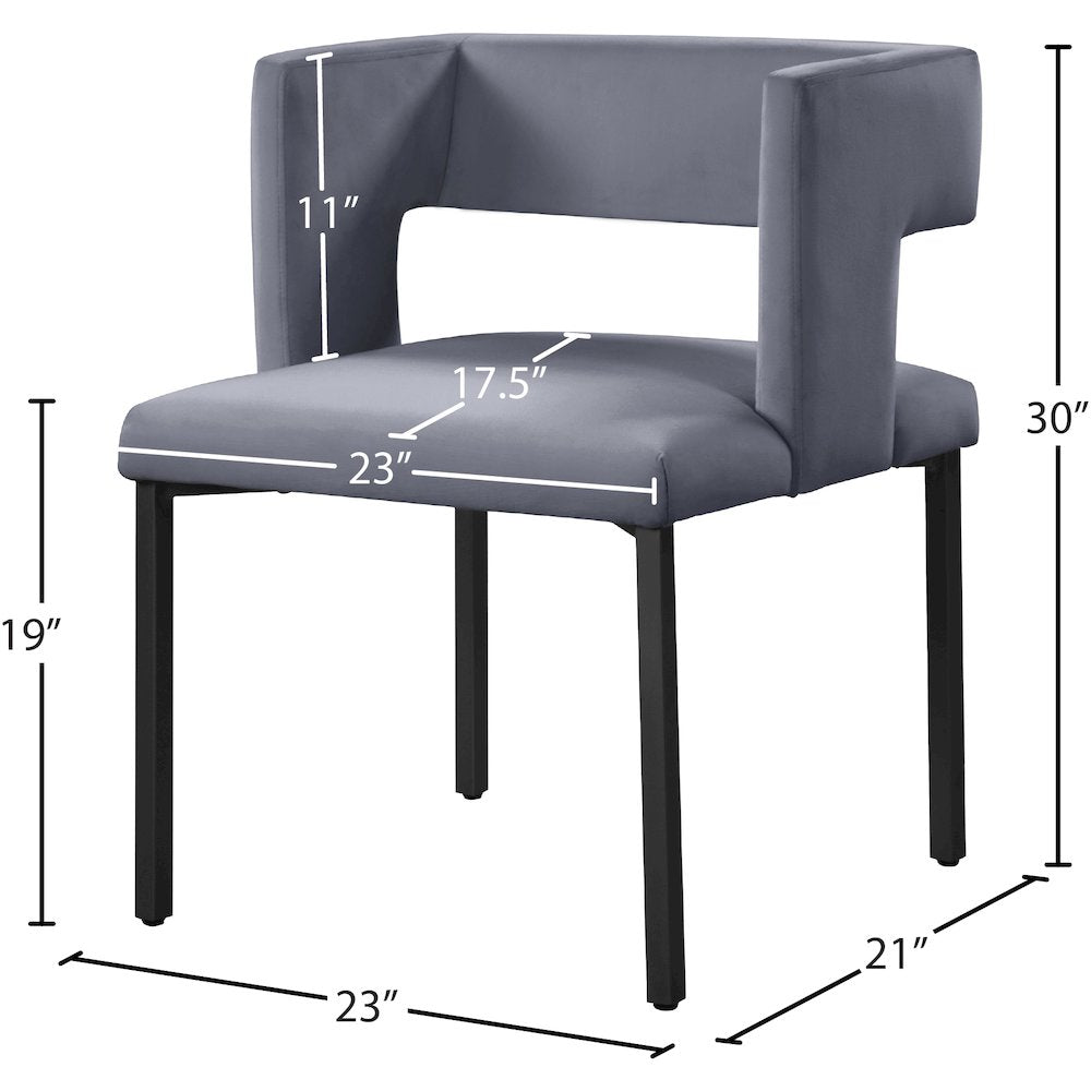 Caleb Grey Velvet Dining Chair, Set of 2