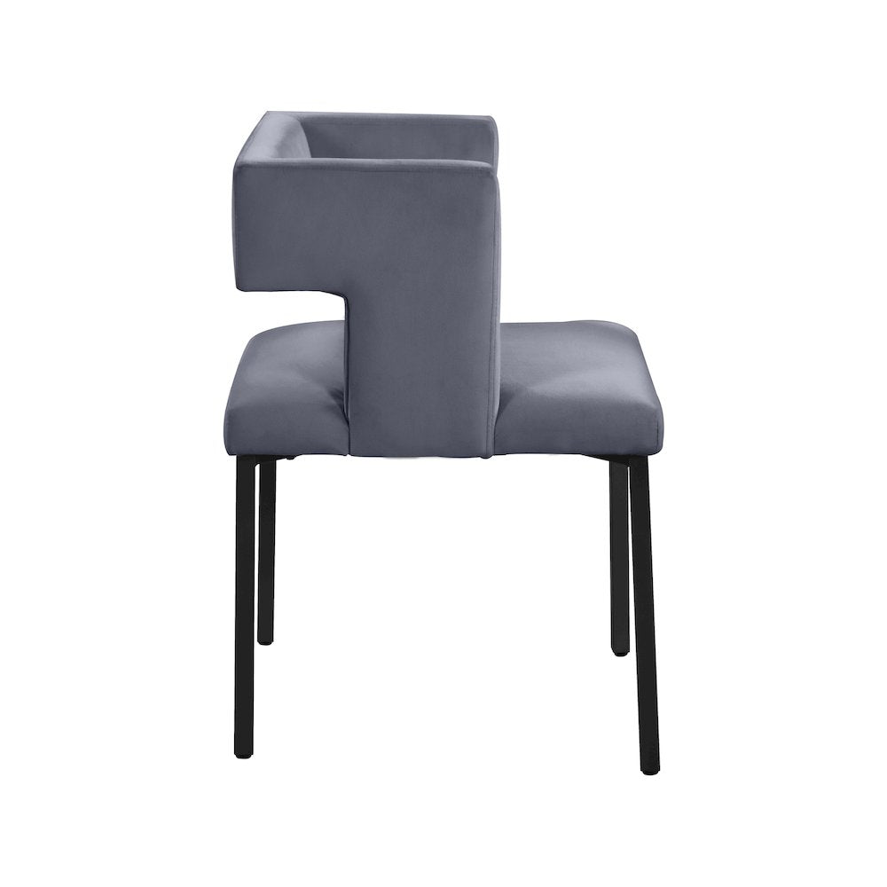 Caleb Grey Velvet Dining Chair, Set of 2