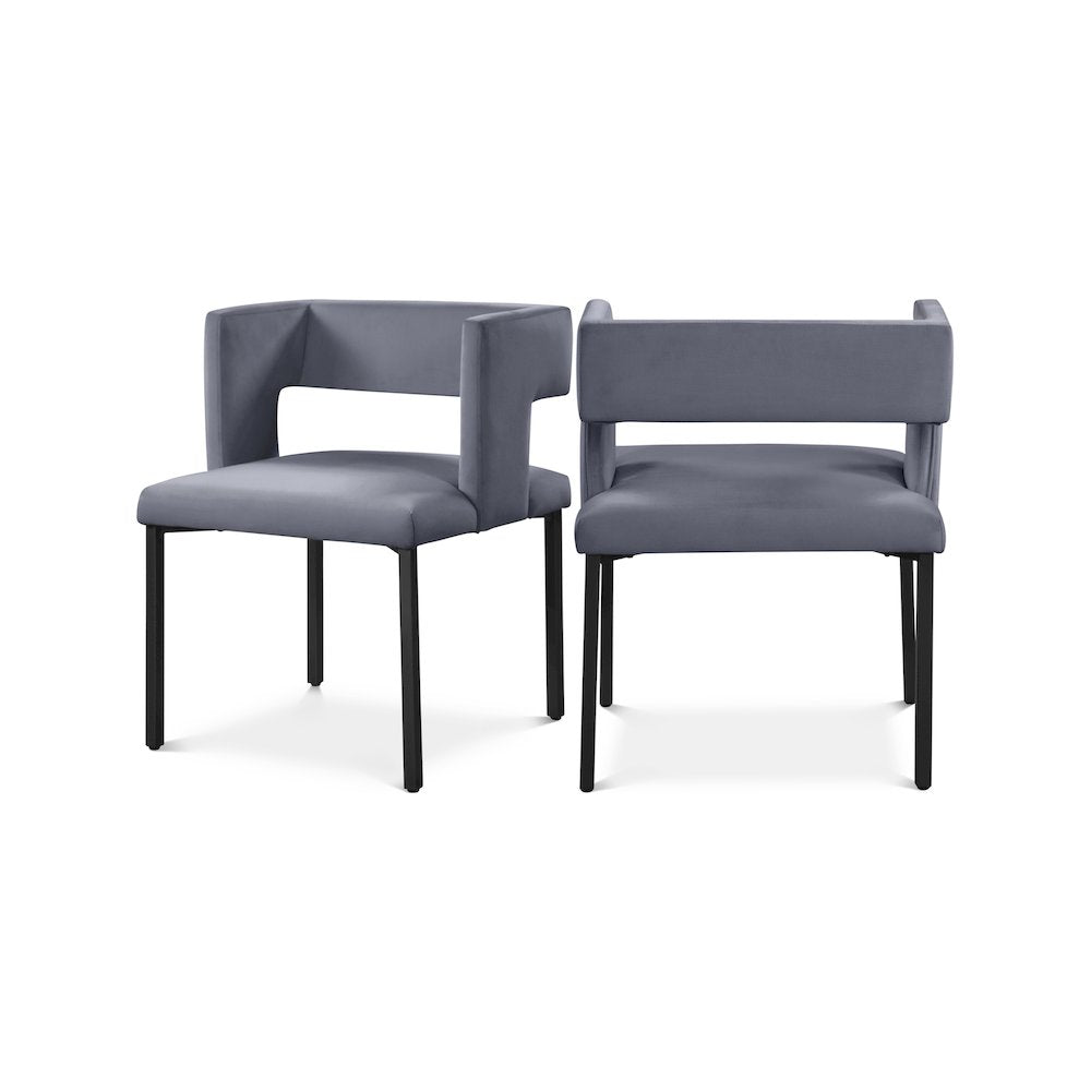 Caleb Grey Velvet Dining Chair, Set of 2