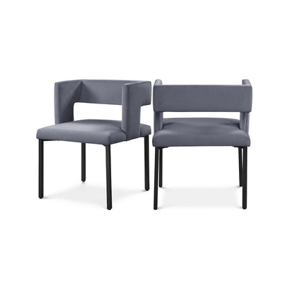 Caleb Grey Velvet Dining Chair, Set of 2