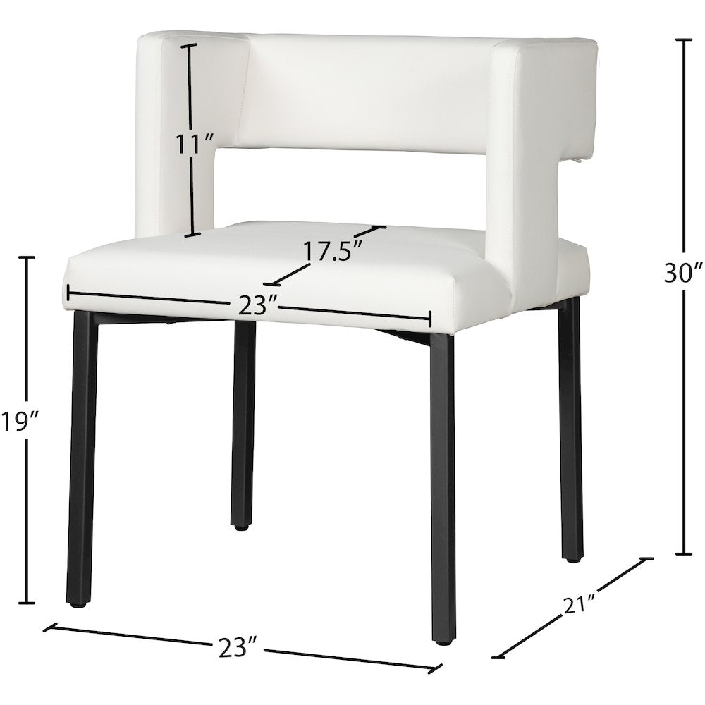 Caleb White Vegan Leather Dining Chair, Set of 2
