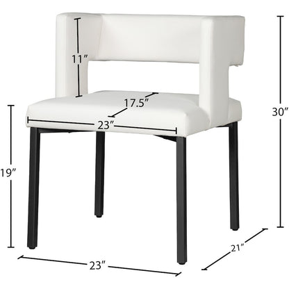 Caleb White Vegan Leather Dining Chair, Set of 2