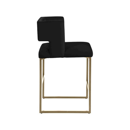 Caleb Black Velvet Counter Stool, Set of 2