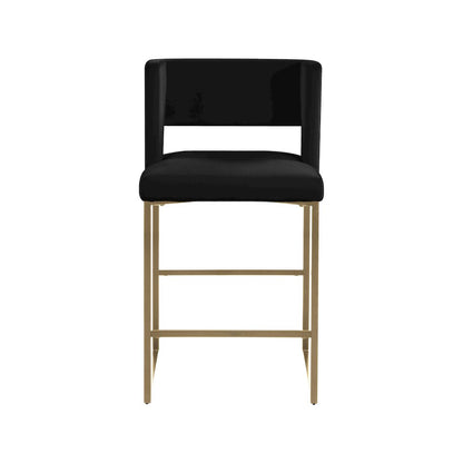 Caleb Black Velvet Counter Stool, Set of 2