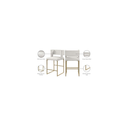 Caleb Cream Velvet Counter Stool, Set of 2