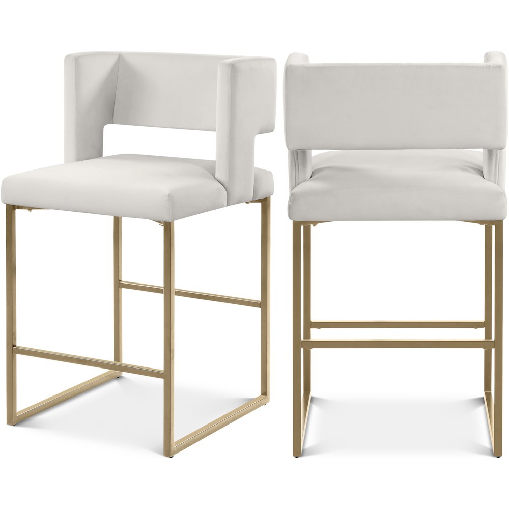 Caleb Cream Velvet Counter Stool, Set of 2