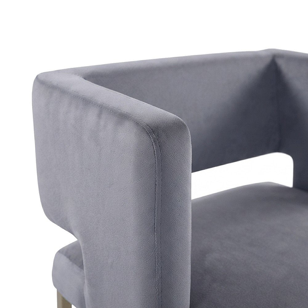 Velvet Upholstered Counter Height Bar Stools Set of 2, Grey Velvet