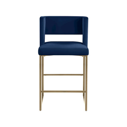 Caleb Navy Velvet Counter Stool, Set of 2