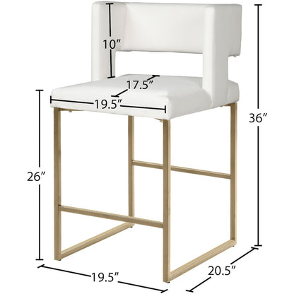Caleb White Vegan Leather Counter Stool, Set of 2