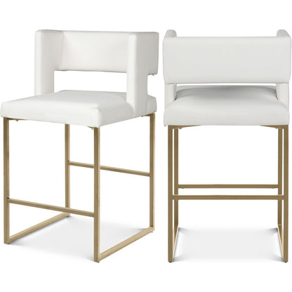 Caleb White Vegan Leather Counter Stool, Set of 2