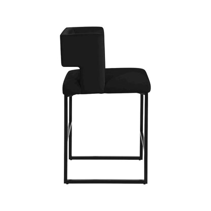 Caleb Black Velvet Counter Stool, Set of 2
