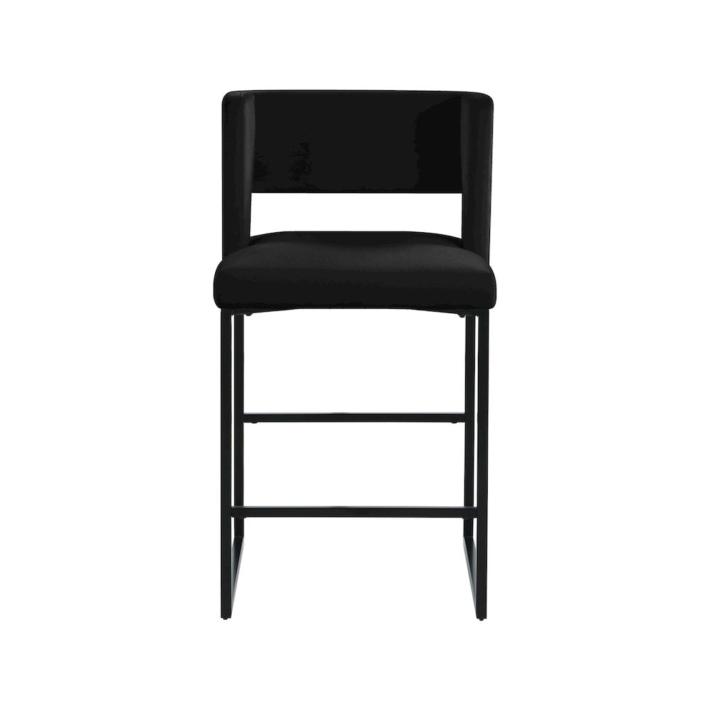 Caleb Black Velvet Counter Stool, Set of 2