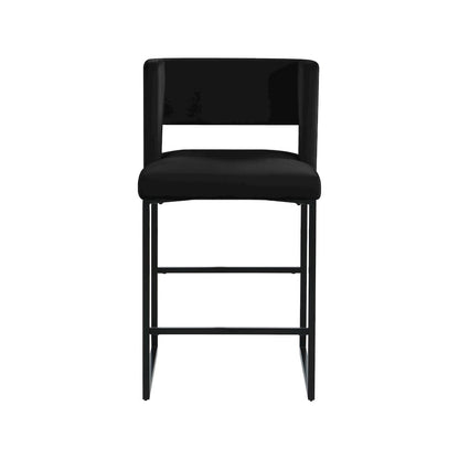 Caleb Black Velvet Counter Stool, Set of 2