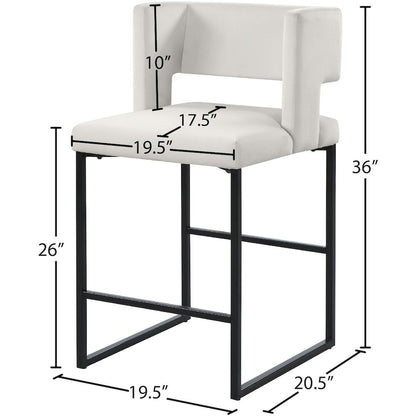 Caleb Cream Velvet Counter Stool, Set of 2