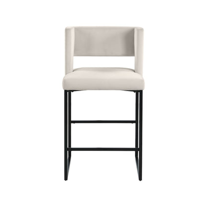 Caleb Cream Velvet Counter Stool, Set of 2