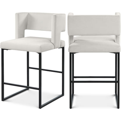 Caleb Cream Velvet Counter Stool, Set of 2