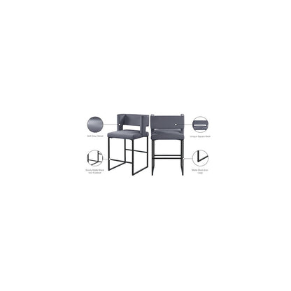 Caleb Grey Velvet Counter Stool, Set of 2