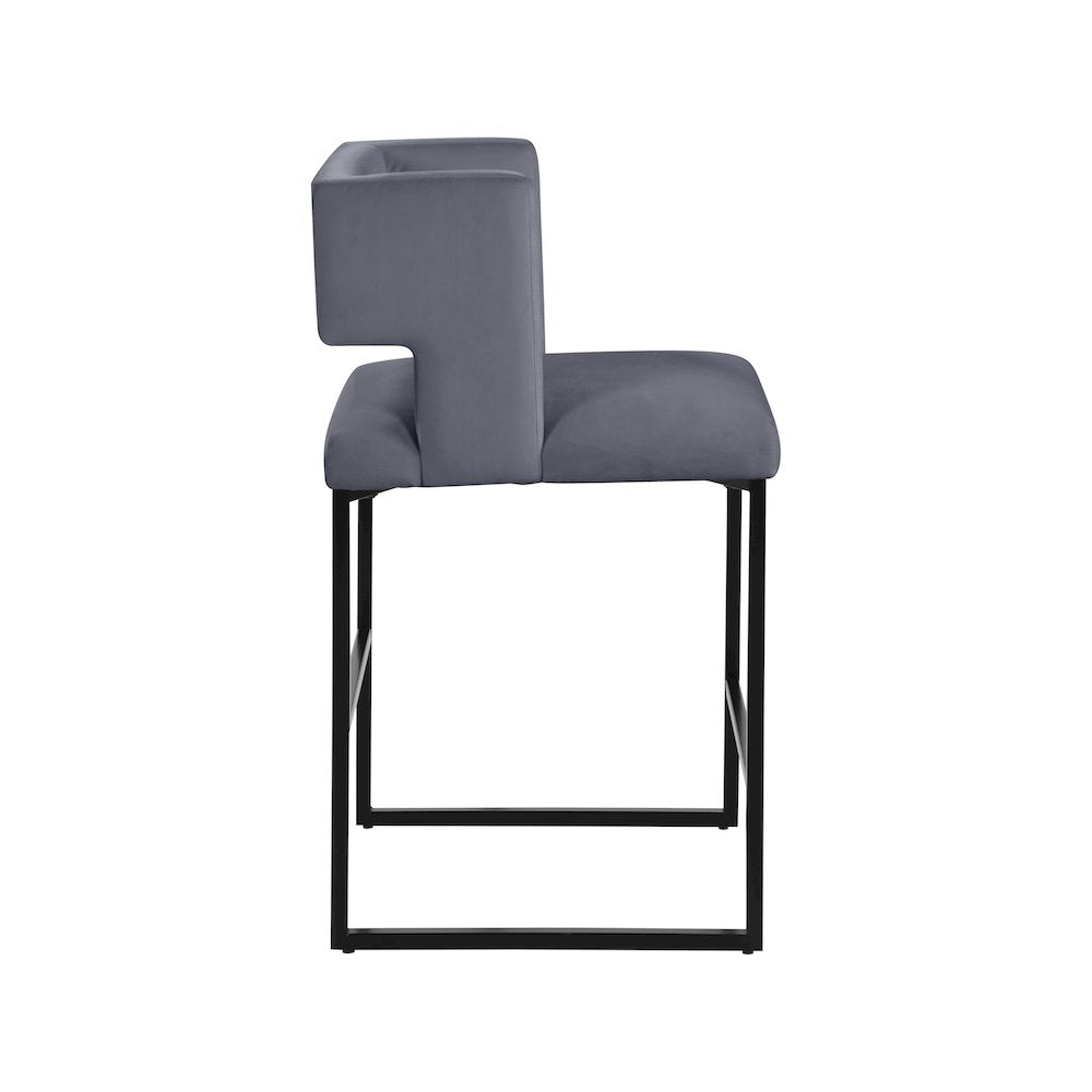Caleb Grey Velvet Counter Stool, Set of 2