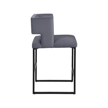 Caleb Grey Velvet Counter Stool, Set of 2