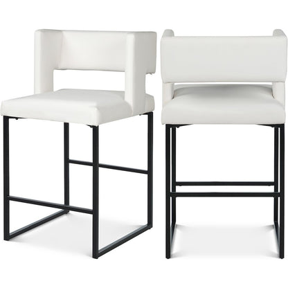 Caleb White Vegan Leather Counter Stool, Set of 2