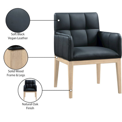 Adrian Black Vegan Leather Dining Arm Chair, Set of 2