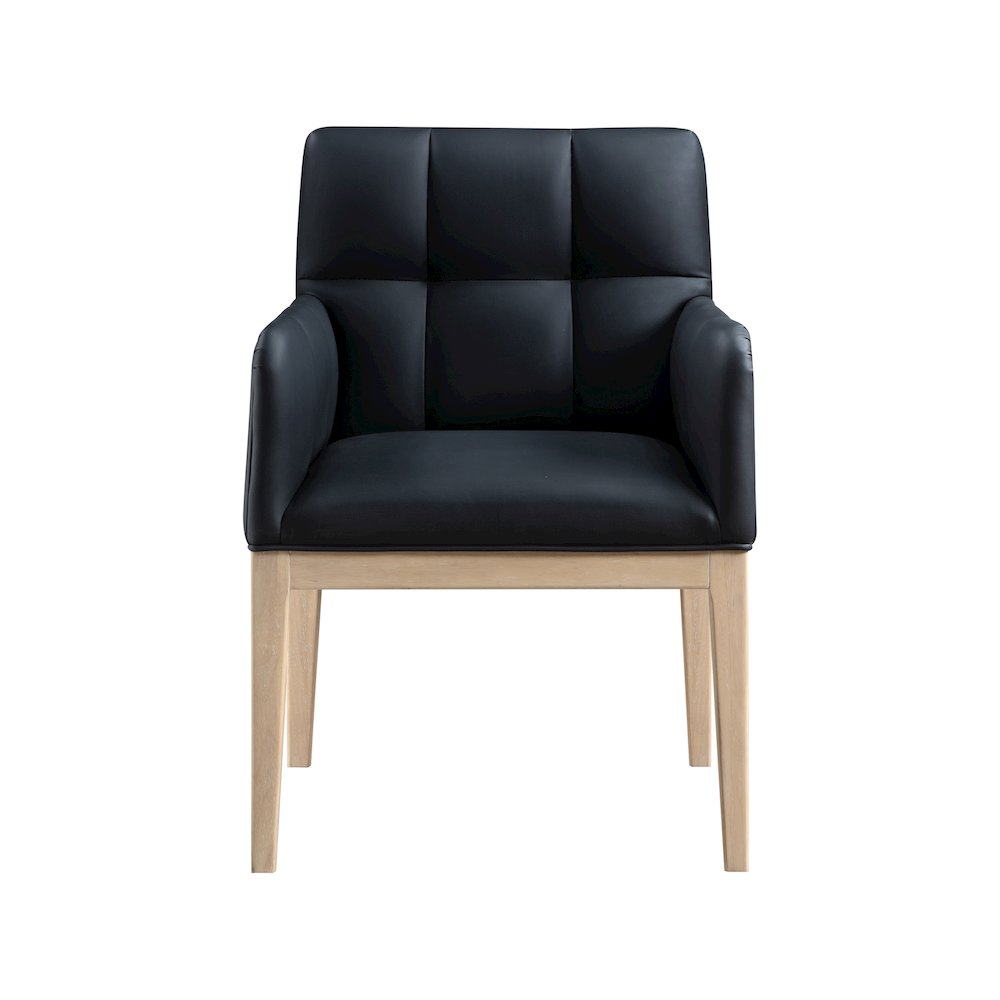 Adrian Black Vegan Leather Dining Arm Chair, Set of 2