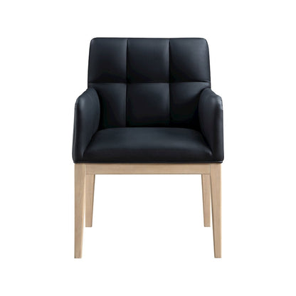Adrian Black Vegan Leather Dining Arm Chair, Set of 2
