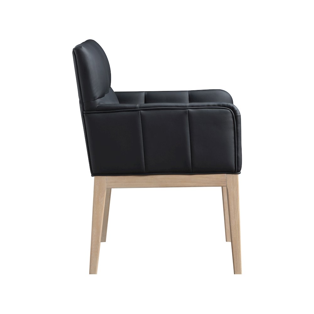 Adrian Black Vegan Leather Dining Arm Chair, Set of 2