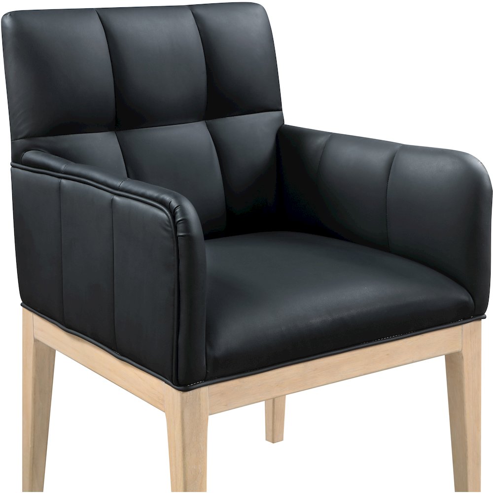 Adrian Black Vegan Leather Dining Arm Chair, Set of 2
