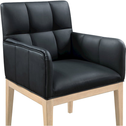 Adrian Black Vegan Leather Dining Arm Chair, Set of 2