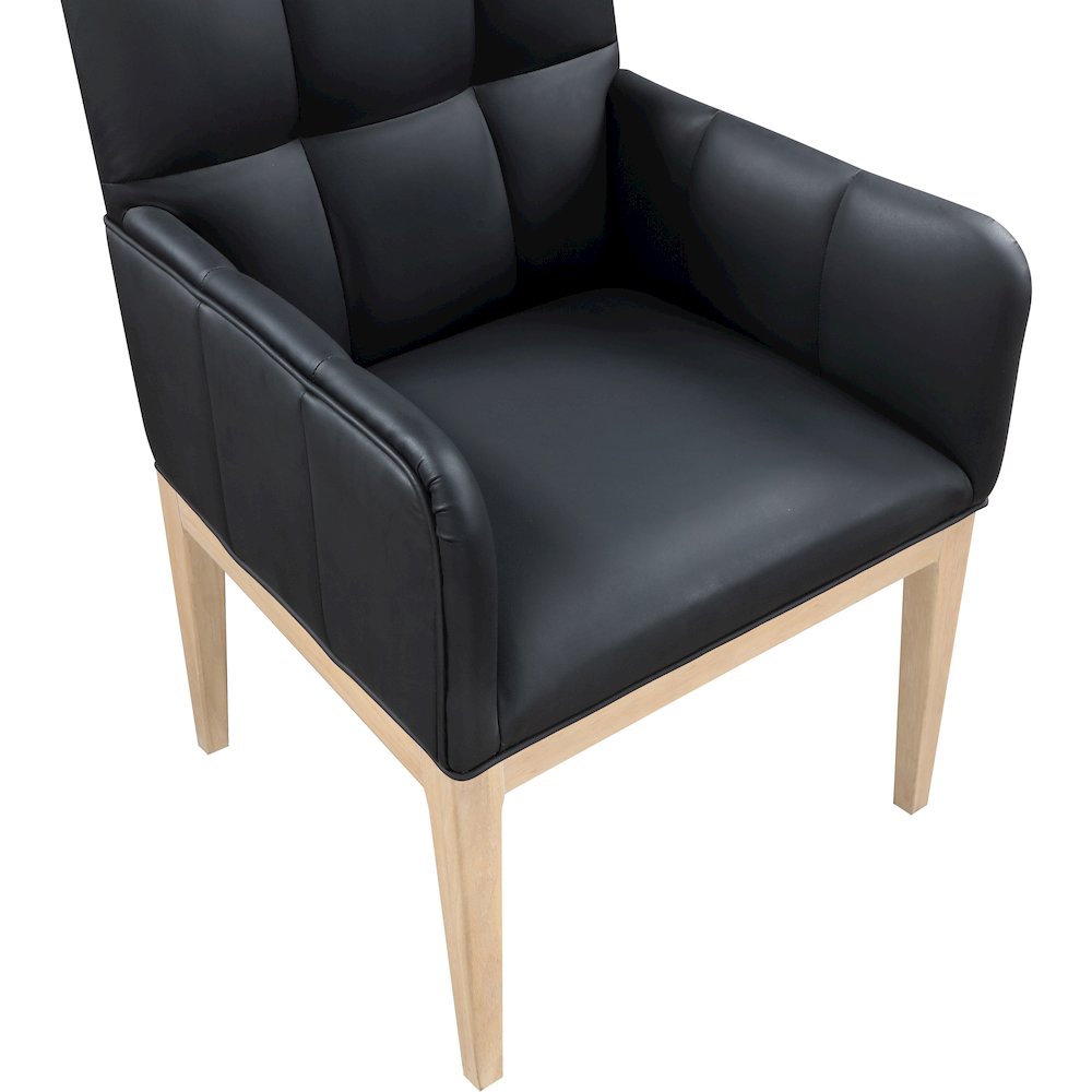 Adrian Black Vegan Leather Dining Arm Chair, Set of 2