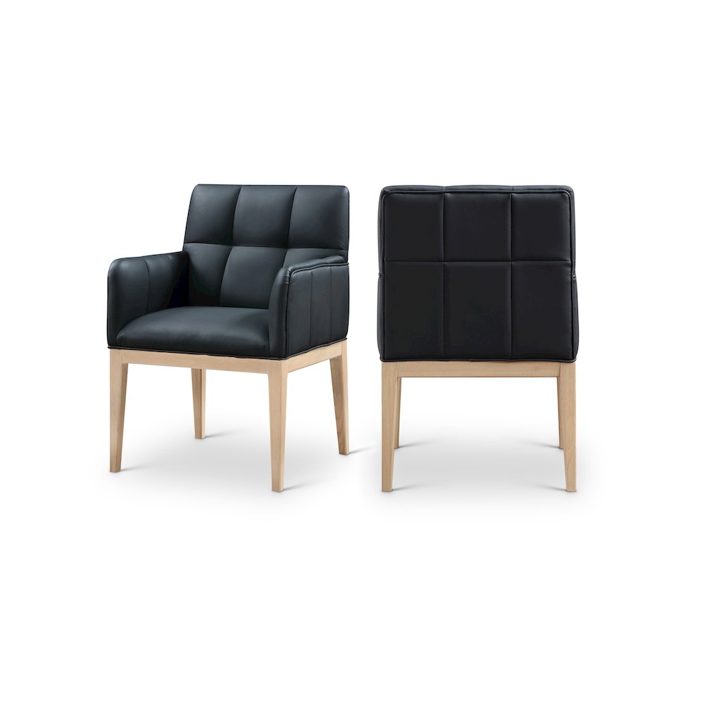 Adrian Black Vegan Leather Dining Arm Chair, Set of 2