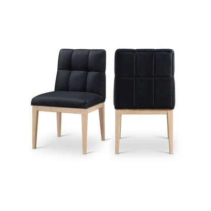 Adrian Black Vegan Leather Dining Side Chair, Set of 2