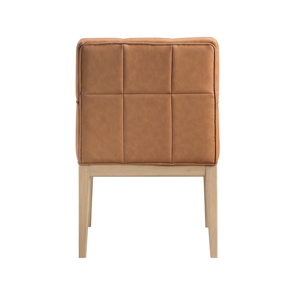 Adrian Cognac Vegan Leather Dining Arm Chair, Set of 2