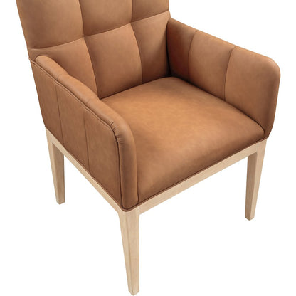 Adrian Cognac Vegan Leather Dining Arm Chair, Set of 2