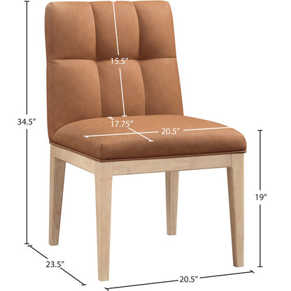 Adrian Cognac Vegan Leather Dining Side Chair, Set of 2