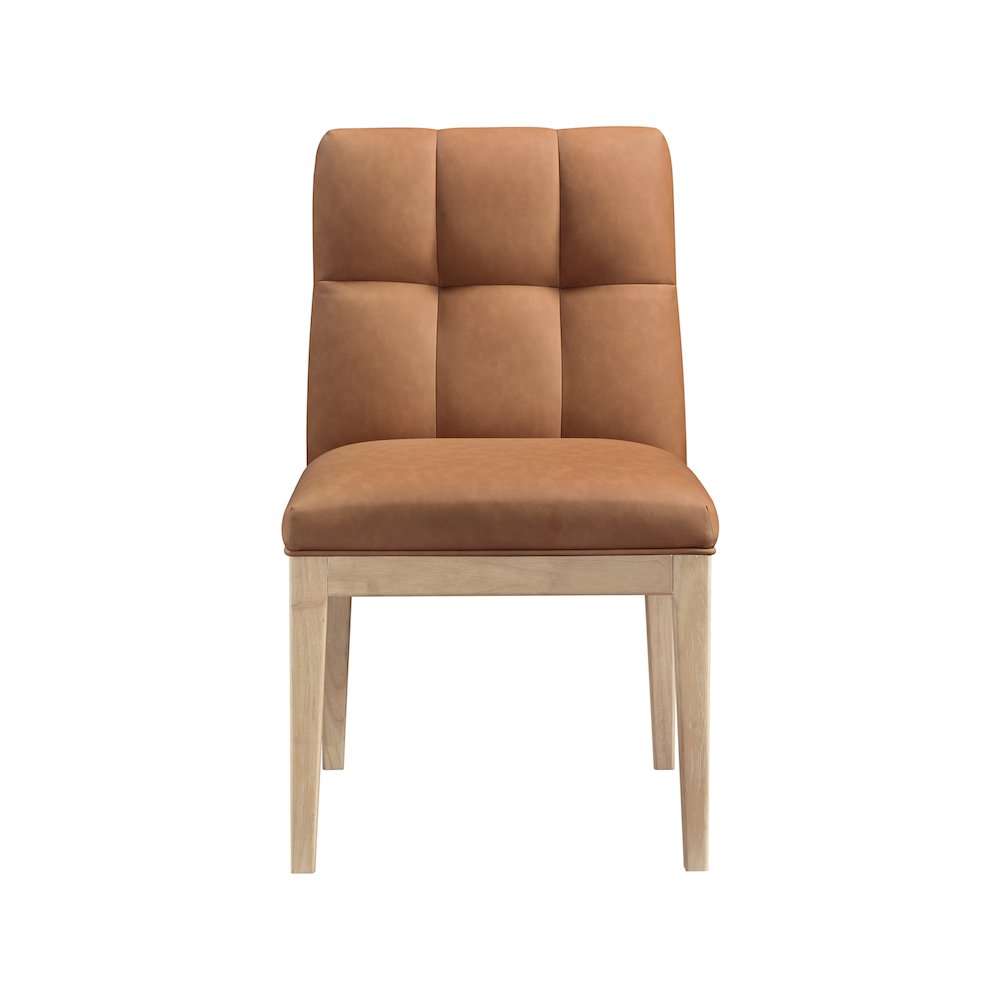 Adrian Cognac Vegan Leather Dining Side Chair, Set of 2