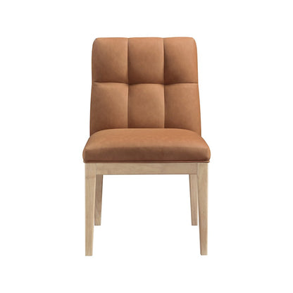 Adrian Cognac Vegan Leather Dining Side Chair, Set of 2