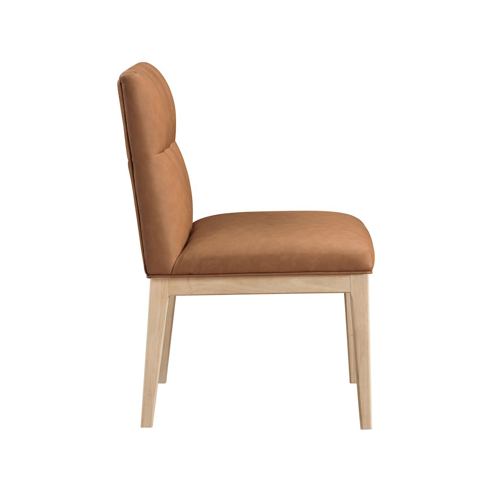 Adrian Cognac Vegan Leather Dining Side Chair, Set of 2