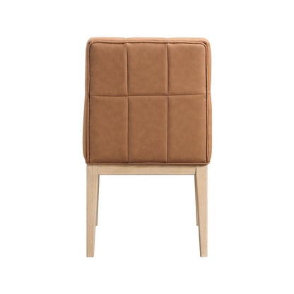 Adrian Cognac Vegan Leather Dining Side Chair, Set of 2