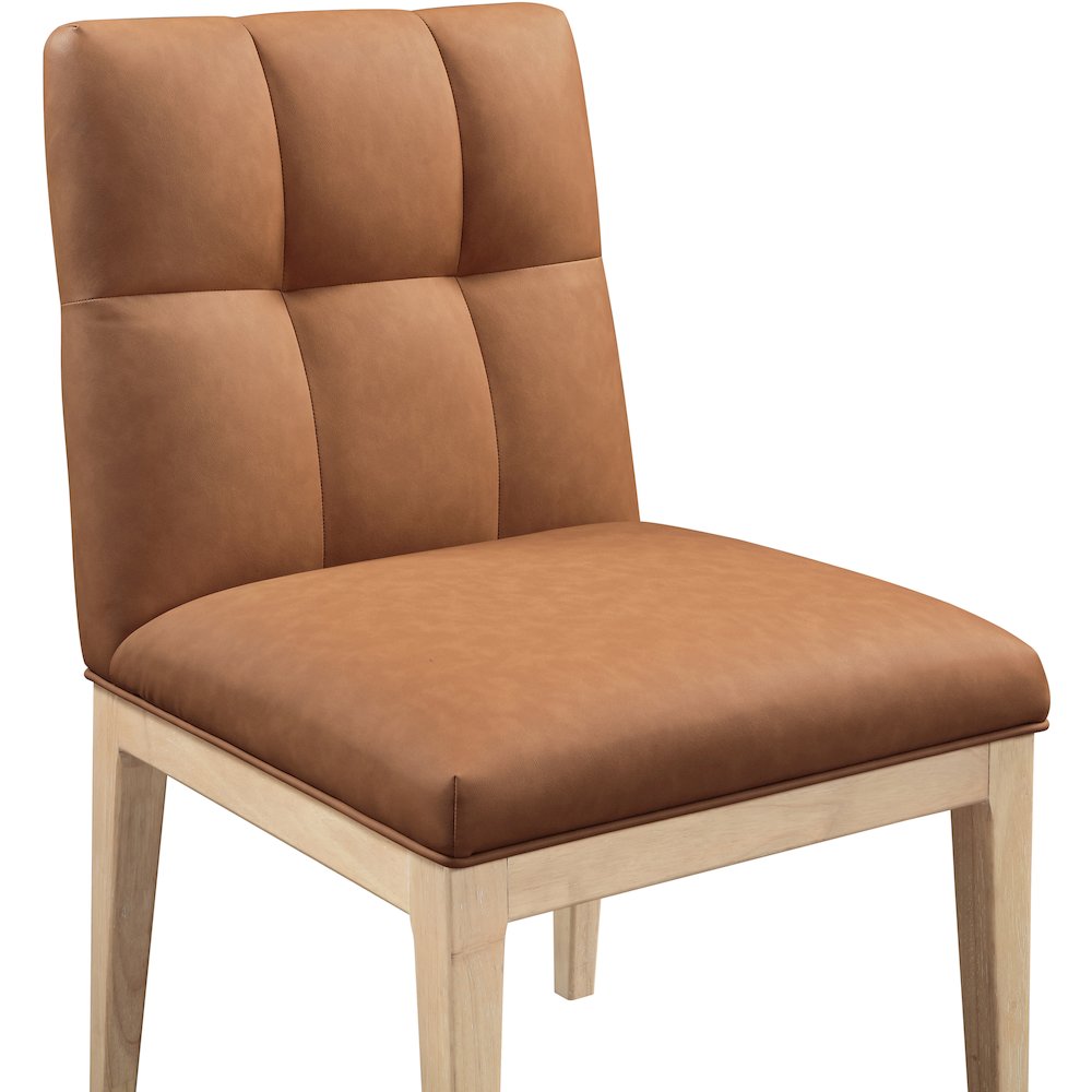 Adrian Cognac Vegan Leather Dining Side Chair, Set of 2