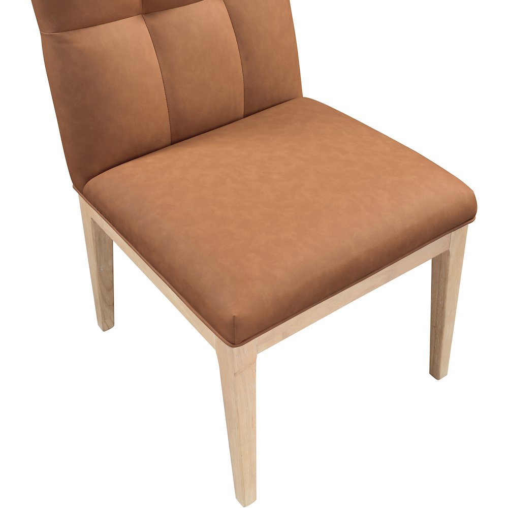 Adrian Cognac Vegan Leather Dining Side Chair, Set of 2