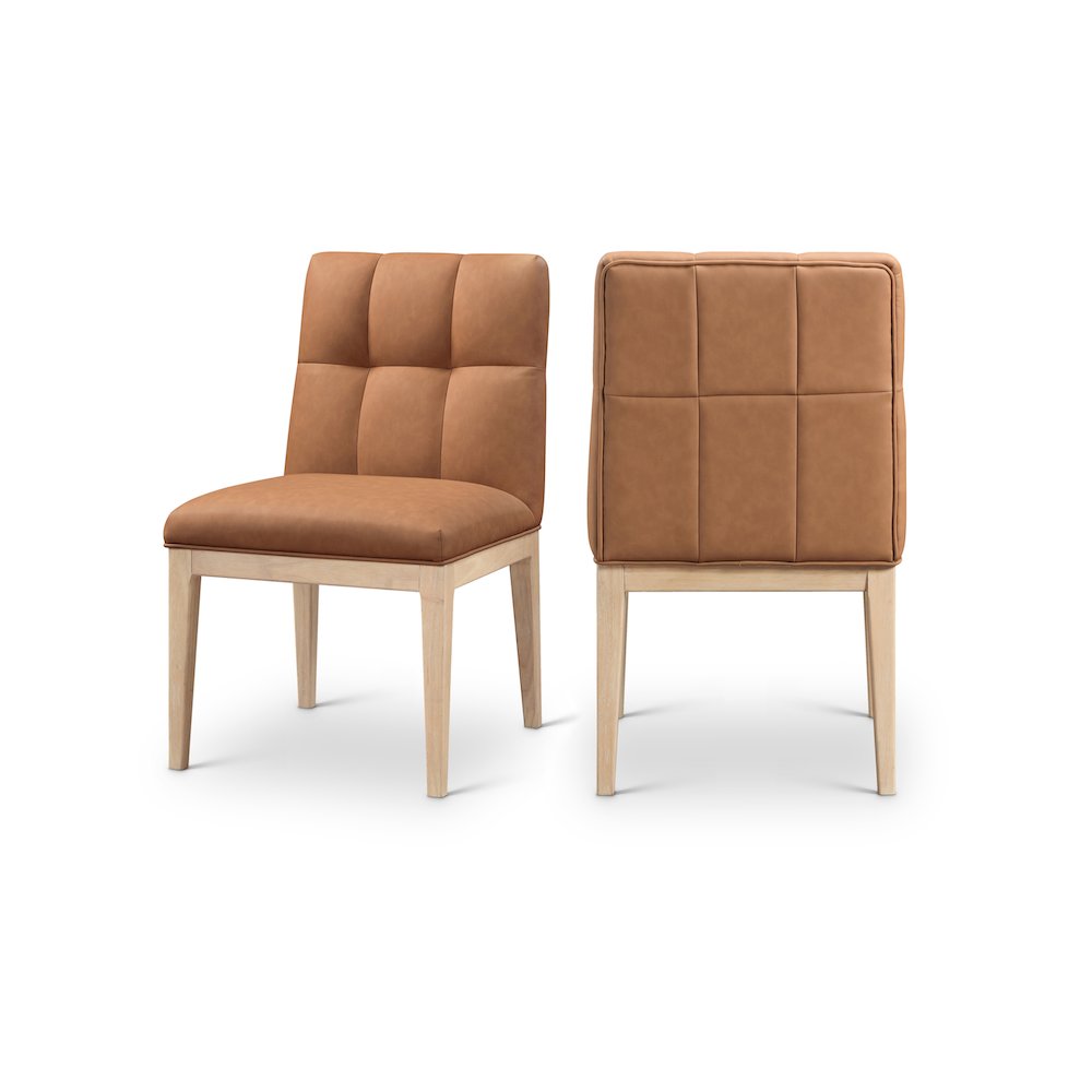Adrian Cognac Vegan Leather Dining Side Chair, Set of 2