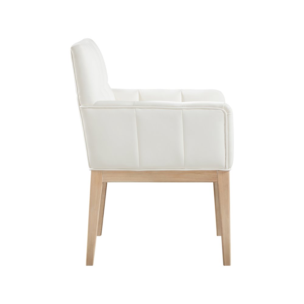 Adrian Cream Vegan Leather Dining Arm Chair, Set of 2