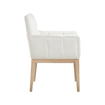 Adrian Cream Vegan Leather Dining Arm Chair, Set of 2